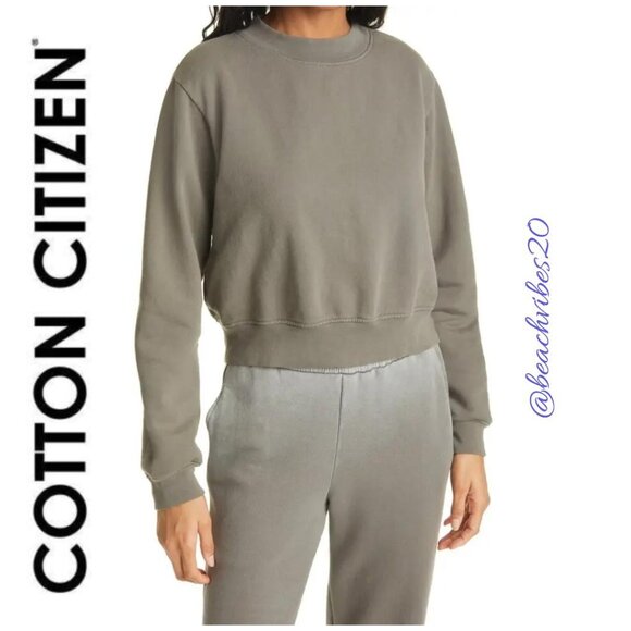 COTTON CITIZEN Women's Milan Crew Sweatshirt Taupe Large NWT